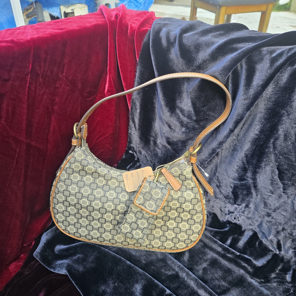 Nine West Monogram Baguette Shoulder Bag w/ Matching Pouch NWT